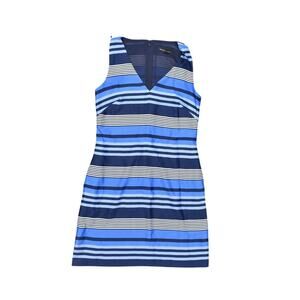Banana Republic Blue Shift Dress Size 0 Polyester Sleeveless Striped